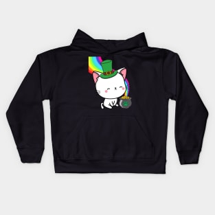 Funny angora cat celebrates st patricks day Kids Hoodie